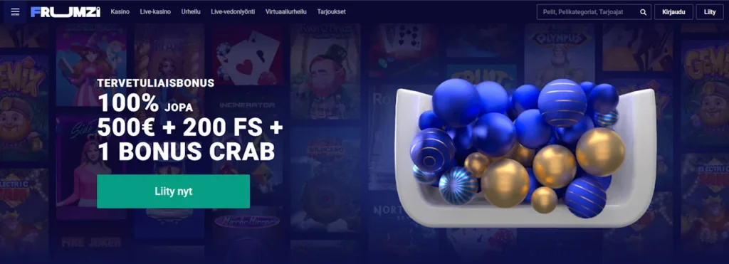 Frumzi Casino Home Page